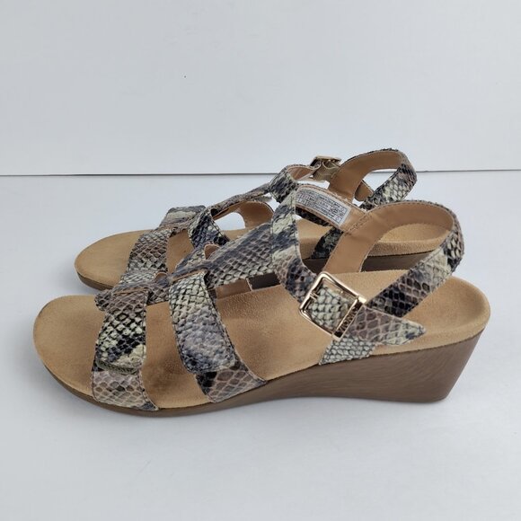 Vionic Womens 8 Glenda Strappy Wedge Sandals In Snakeskin Print - Picture 1 of 8